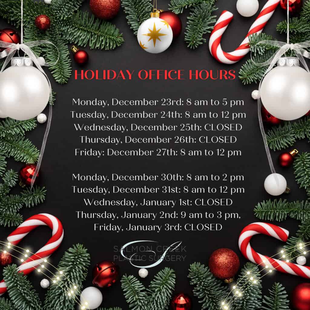 Holiday Office Hours: December 24th – Christmas Eve OPEN 8am-12pm, December 25th – Christmas Day CLOSED, December 26th – CLOSED, December 27th – OPEN 8am-12pm, December 31st – OPEN 8am-12pm, January 1st – CLOSED, January 2nd – OPEN 9am-3pm, January 3rd - CLOSED