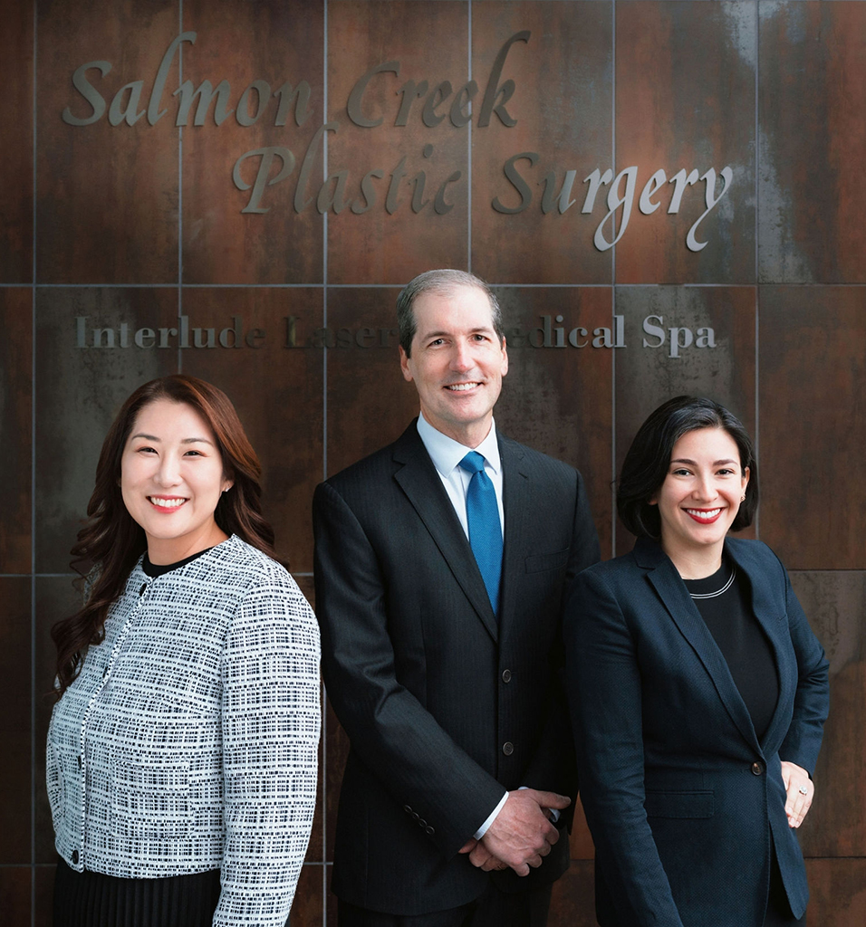 Group photos of Salmon Creek Plastic Surgery doctors, from left, Dr. Jane Namkung, Dr. Rick Green, and Dr. Ersilia Anghel